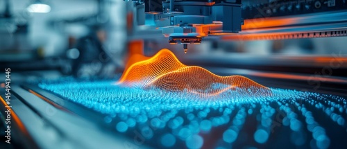 3D printer creates complex forms using computer instructions, showcasing precision engineering.