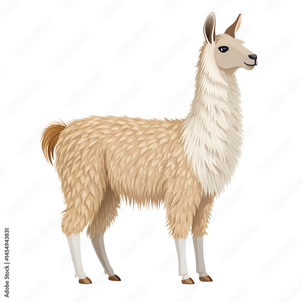 Fototapeta premium Minimalist Llama Illustration on White