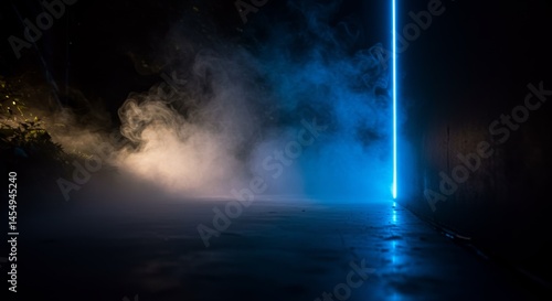 Obraz na płótnie Enigmatic glowing doorway surrounded by mist and atmospheric lighting w salonie