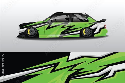 Custom Green Racing Car with Dynamic Graphics Design