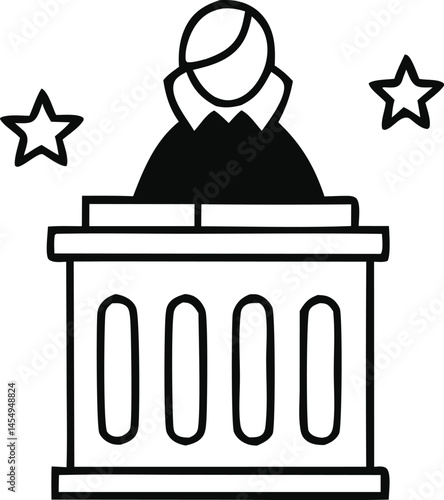 Voting, election line icon set. Vector pictograms of democratic processes, civic participation, ballot boxes, candidates, debates, voter engagement, checkmark thin linear illustration