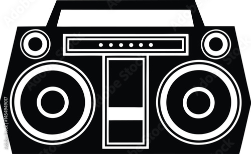 Vintage radio cassette vector - classic ghetto blaster duo, EPS JPEG PNG