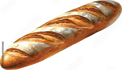 Vector watercolor illustrated baguette