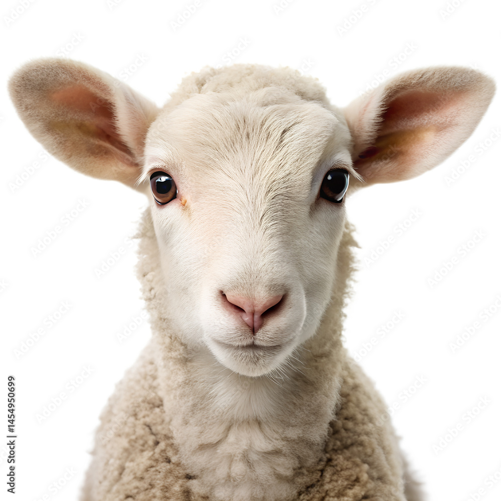Obraz premium Realistic Lamb Close Up on White