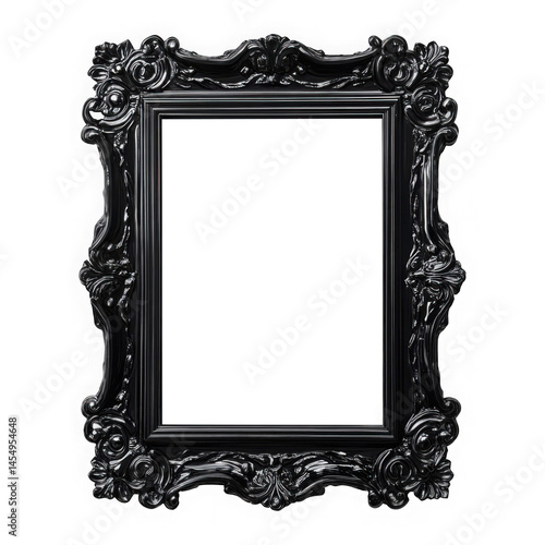 Ornate black frame isolated on transparent background