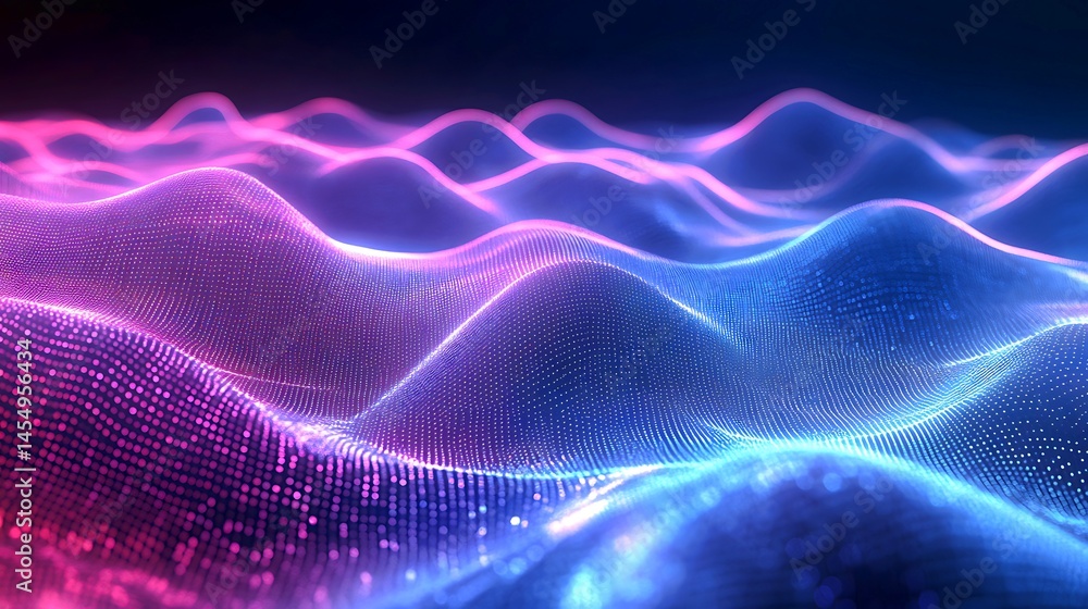 Abstract Pink Blue Digital Wave Background Futuristic Technology Design Illustration 3d data neon Abstract Pink Blue Digital Wave Background Futuristic Technology Design Illustration 3d data neon