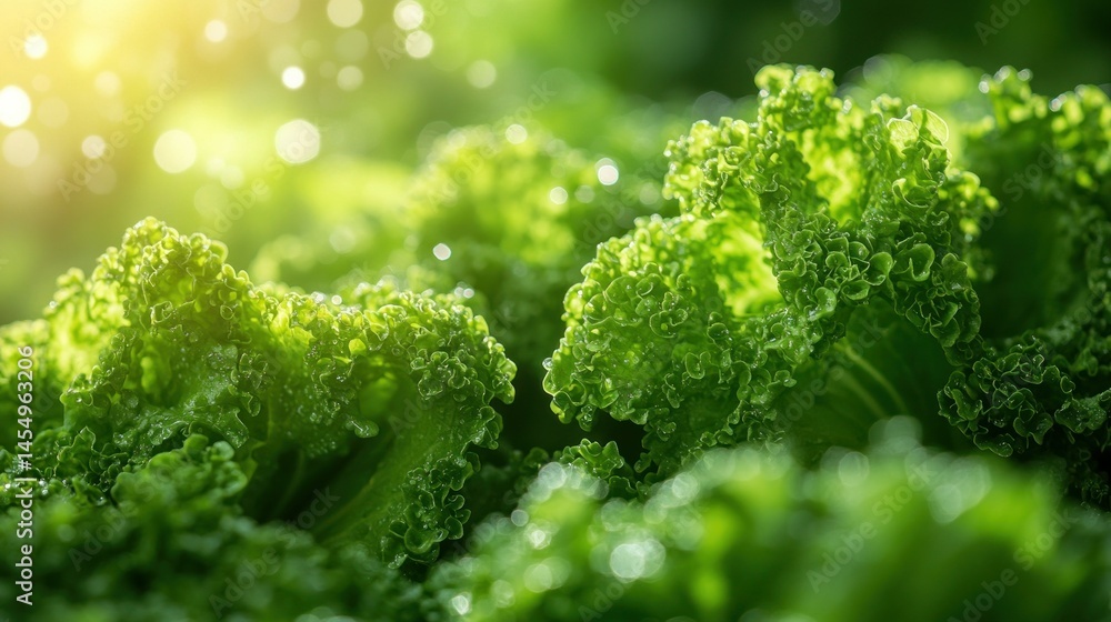 Fresh, vibrant kale leaves close-up Fresh, vibrant kale leaves close-up
