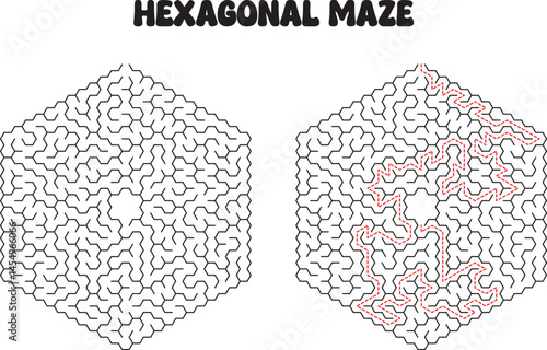 Hexagonal Maze Puzzle Solution, Geometry, Brain Teaser, Game, Challenge, Logic, Paths, Complex, Diff