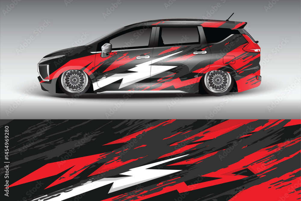 Custom car wrap design featuring bold graphics Custom car wrap design featuring bold graphics