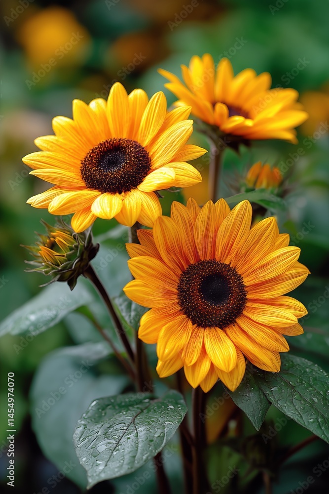 Fototapeta premium Bright Sunflowers in a Vibrant Garden During Daytime