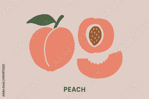 peach fruit naive cutout style