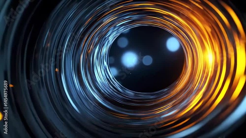 captivating abstract swirl of glowing particles in a dark tunnel