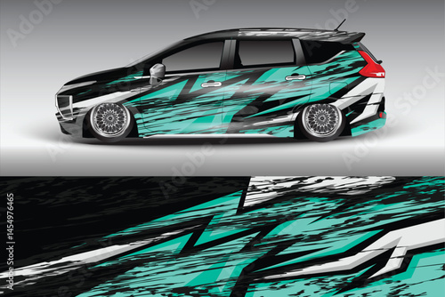 Stylishly Wrapped Car with Dynamic Design on Display