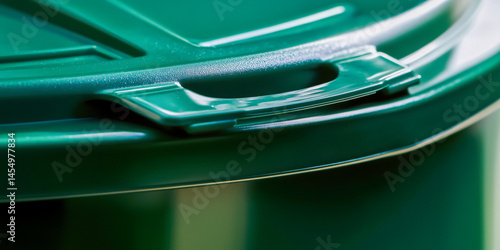 Obraz na płótnie Close-up of the handle on a green plastic container lid w salonie