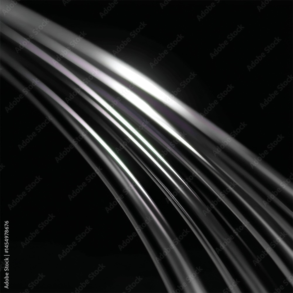 Obraz premium Abstract Silver Lines Flowing Against a Black Background Creating Motion