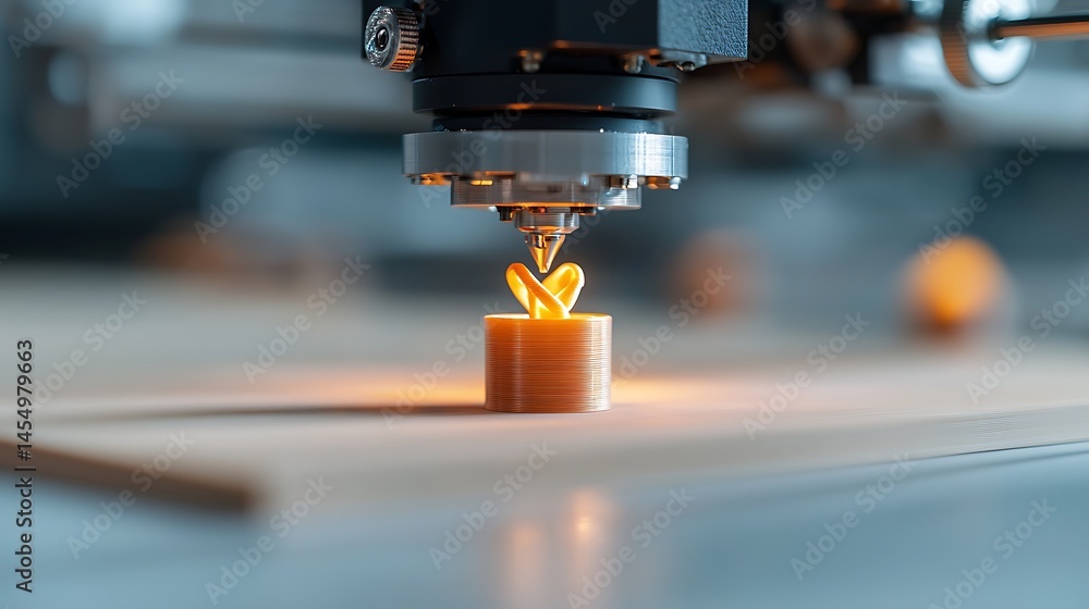 Close-Up of Modern 3D Printer Manufacturing a Metal Turbine Part Close-Up of Modern 3D Printer Manufacturing a Metal Turbine Part