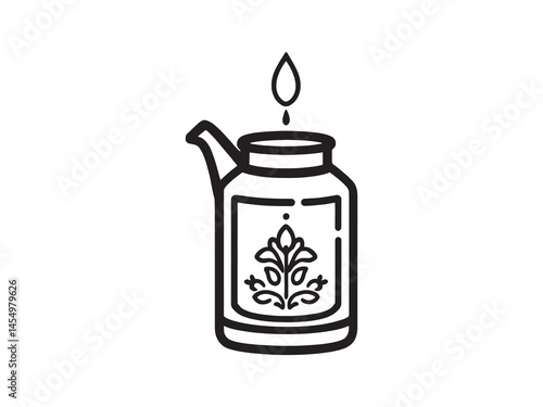 Simple black and white feeder illustration for honeybee care