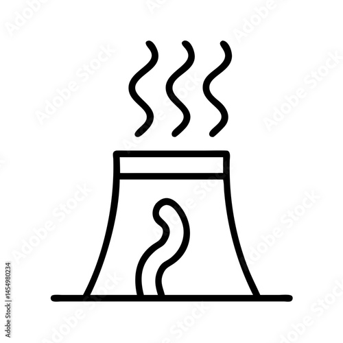 black line icon of sauna hat with steam rising, minimalist outline symbol for thermal protection, steam bath accessory or traditional wellness ritual