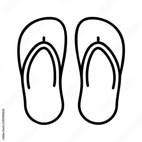black line icon of sauna flip flops or shower sandals, minimalist outline symbol of spa footwear for bathhouse, wellness or relaxation center