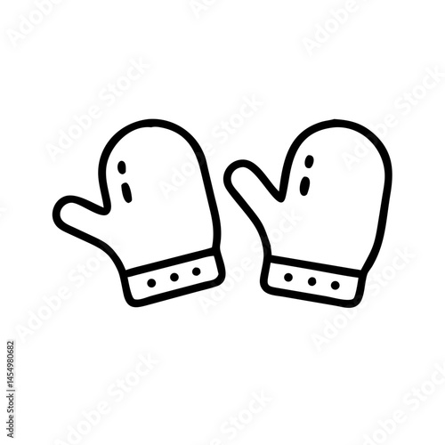 black line icon of sauna mittens or thermal gloves, minimalist outline symbol of protective handwear for spa, bathhouse or heat therapy