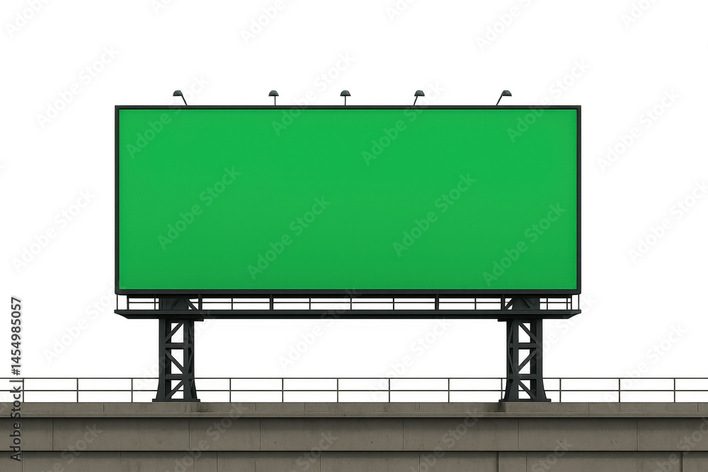 Obraz premium Blank Green Billboard Sign on Urban Infrastructure with No Ads