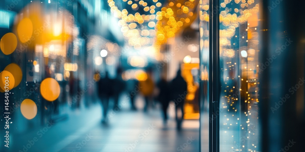 Fototapeta premium Blurry Festive Shopping Street at Night