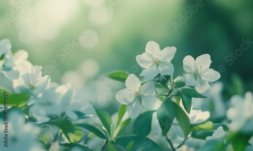 spring background, spring background with green leaves bokeh and petal