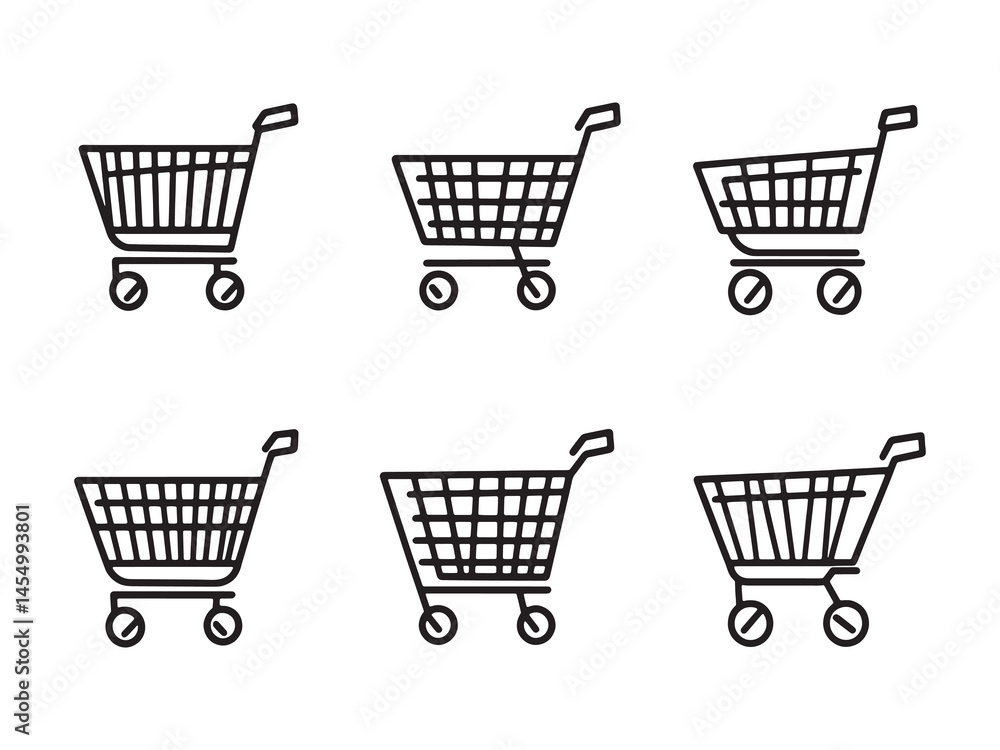 Simple Line Art of a Shopping Cart for E-commerce Simple Line Art of a Shopping Cart for E-commerce