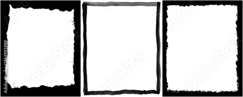 Black Grunge Border PNG Element With Distressed Edges Isolated on a Transparent or White Background