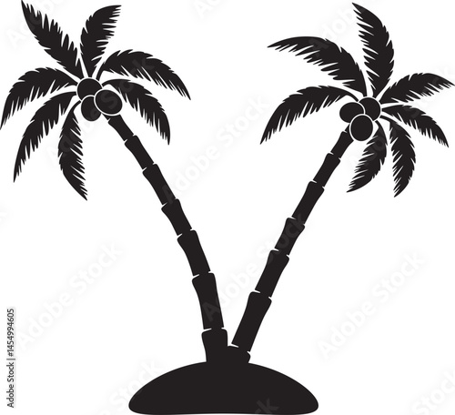 Tropical Palm Trees Silhouette on Island Summer Vacation Paradise Design