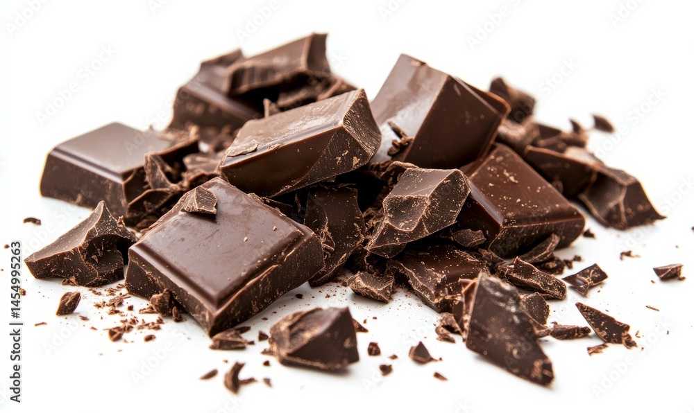 Splash of chocolate is shown on a white background. Concept of indulgence and pleasure, as the chocolate is a popular treat that many people enjoy. The splash of chocolate also suggests movement Splash of chocolate is shown on a white background. Concept of indulgence and pleasure, as the chocolate is a popular treat that many people enjoy. The splash of chocolate also suggests movement
