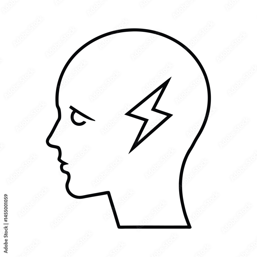 head lightning bolt brain idea generation vector art silhouette head lightning bolt brain idea generation vector art silhouette