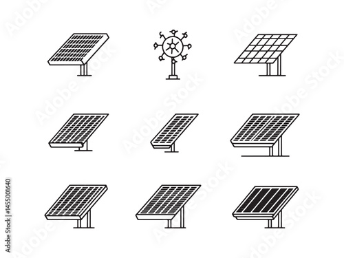 Simple Line Drawing of Solar Panel for Renewable Energy