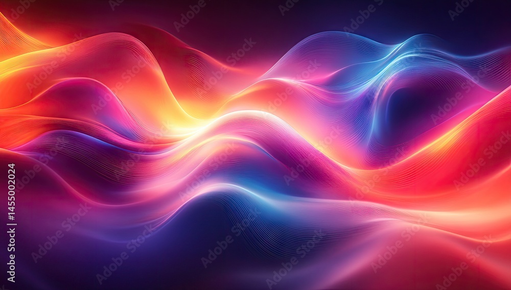 Fototapeta premium Abstract design with vibrant glowing wavy forms.