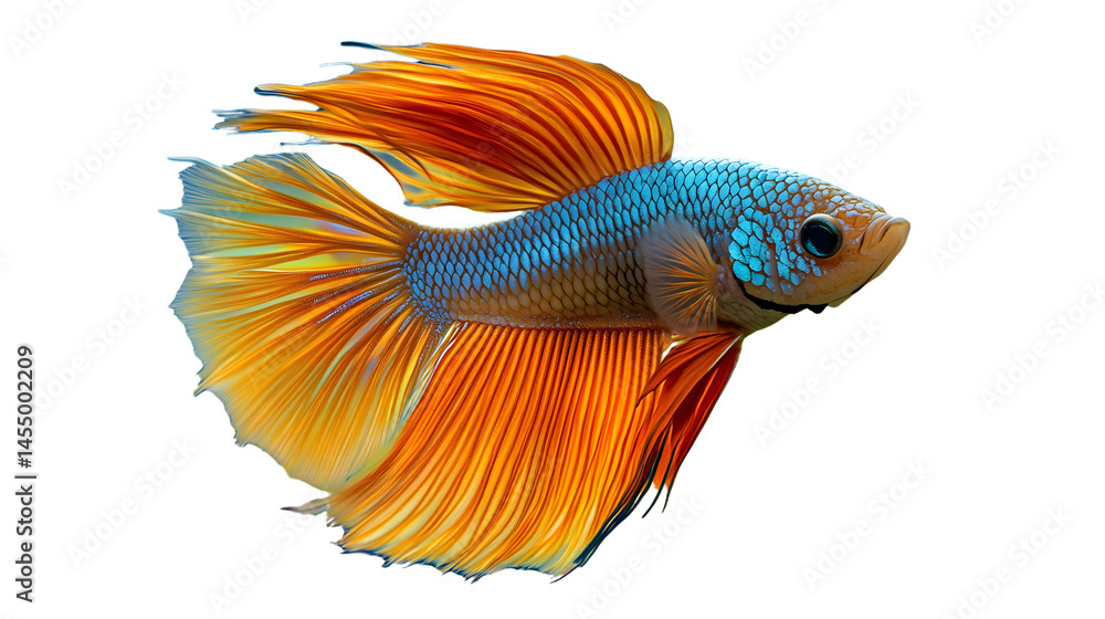 Fototapeta premium Vibrant Aquarium Fish with Stunning Orange and Blue Fins Perfect for Nature and Aquatic Themes