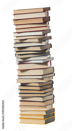 High books stack isolated on a white background.
