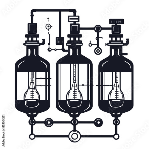 Minimalist distillation apparatus icon designed in 2D style for educational and graphic design purposes
