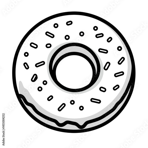 Minimalist tech-inspired donut icon designed in a clean 2D line style with a fun and playful appearance