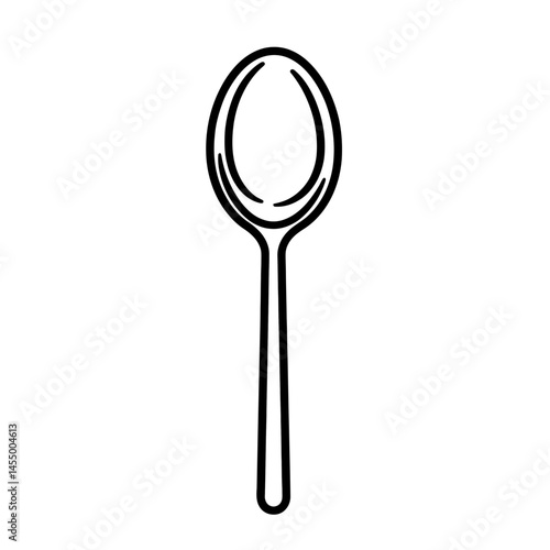 Minimalist spoon icon designed with a single line for modern culinary graphics and illustrations