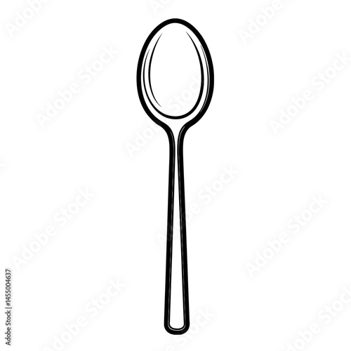 Minimalist spoon icon design featuring a single line representation of a kitchen utensil