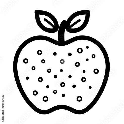 Minimalist teacher icon featuring a tech-inspired line drawing of an apple with leaves suitable for educational themes