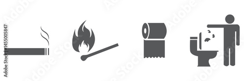 Toilet icons set, common male female restroom, handicap wheelchair access, sanitizer liquid soap, WC direction, baby changing table room, toilet signs, WC signs collection
