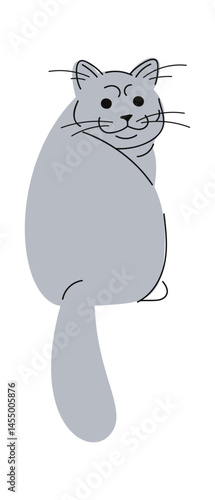 Grey cat hand drawn doodle
