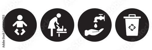 People line icon set. Family, couple, man, woman, wheelchair, stroller, baby, children, elderly person, pregnant outline signs. Editable stroke. Vector graphics 
