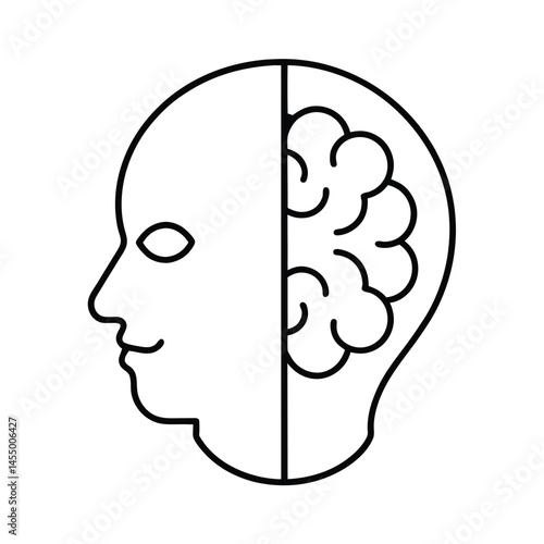 head visible left right brain hemispheres vector art silhouette