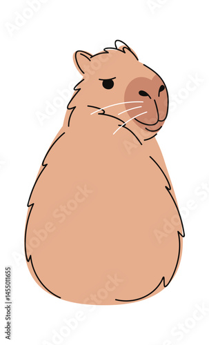 Capybara turning backside hand drawn