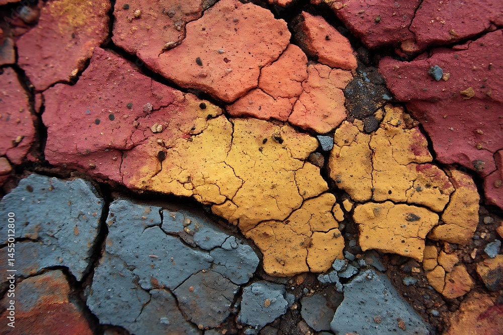 Stunning cracked mud in vibrant abstract hues
Stunning cracked mud in vibrant abstract hues
