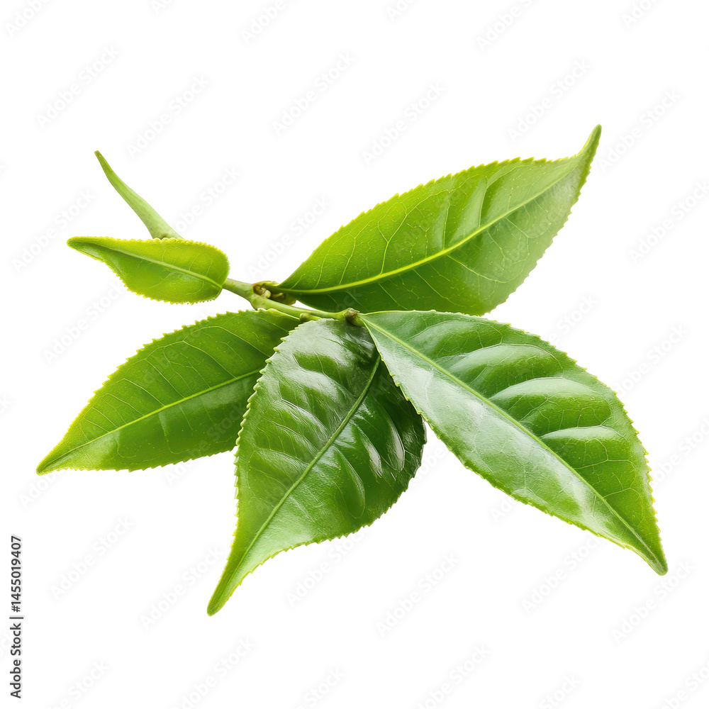 Obraz premium Green Tea isolated on transparent background.