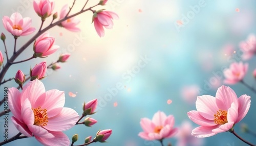 Delicate flayer with pastel floral accents, soft focus , romantic, flayer, focus