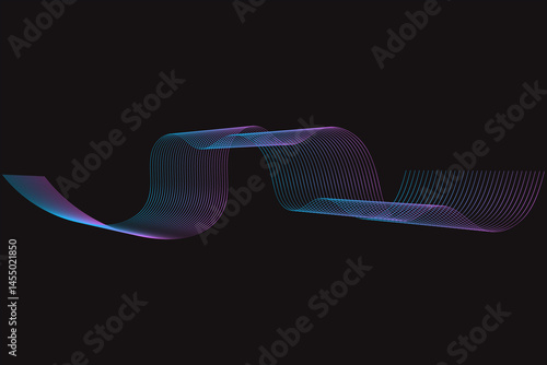 Abstract wavy dynamic blue green parple light lines